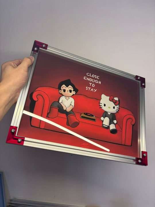 CLOSE ENOUGH TO STAY framed art print in a hand-assembled aluminum frame